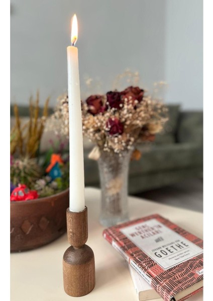 Kahverengi Doğal Kayın Ağacı Şamdan ve Mumluk, Şık ve Doğal Dekor. modelleri