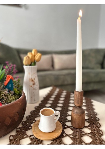 Kahverengi Doğal Kayın Ağacı Şamdan ve Mumluk, Şık ve Doğal Dekor. indirimleri