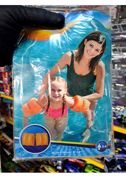 Turuncu Şişme Çocuk Yüzme Kolluğu, 20 Cm, Çift, Bombeli, 3-12 Yaş