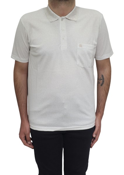Fistan Store Erkek Desenli Klasik Kesim Rahat Kalıp Tek Cepli Polo Yaka T-Shirt