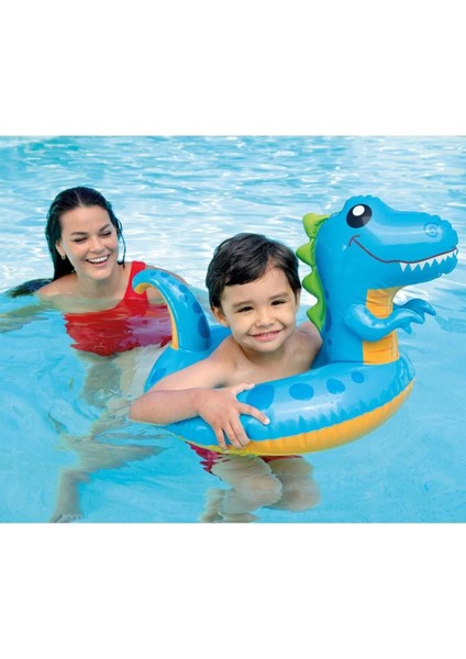 Renkli Dinozor Figürlü Can Simidi 81X58 Cm, 3-6 Yaş Için Güvenli ve Eğlenceli Kullanım