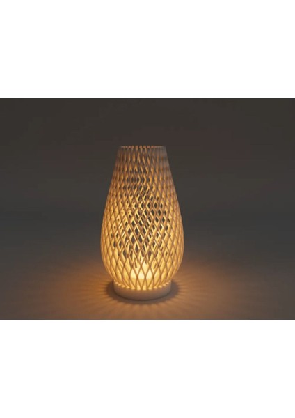 Şık Beyaz Geometrik Tealight Mumluk, Döner Çizgili Tasarım