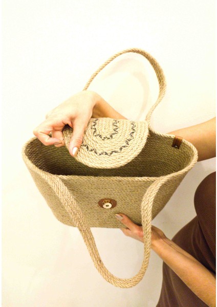 Tasarım Kadın Kol ve Omuz Çantası Yıkanabilir Kordon Ip Çanta modelleri