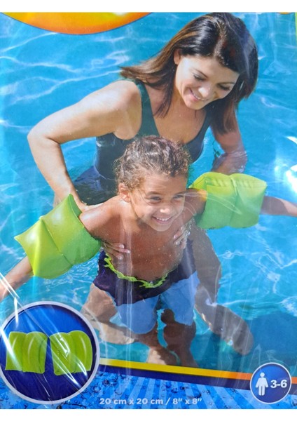 Yeşil Çocuk Yüzme Kolluğu 20 Cm, 1 Çift, Bombeli, 3-12 Yaş Uygun modelleri