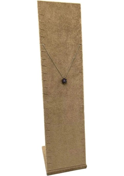 Süet Kumaş Takı Sergileme Standı, 40X10 Cm, Ayaklı, Sütlü Kahve Renk