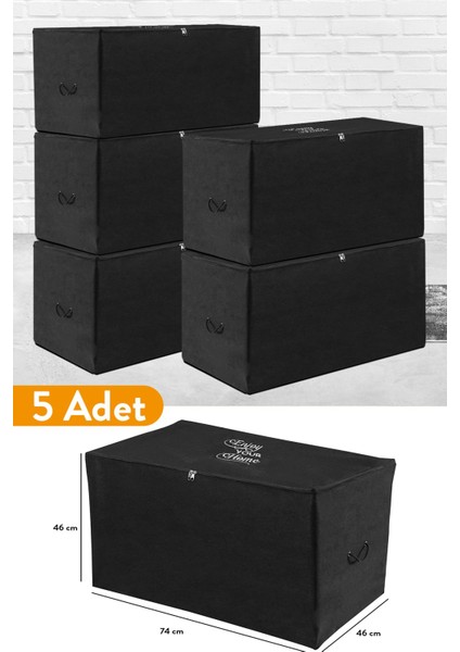 5 Adet Büyük Boy Siyah Taşınabilir Hurç, 74X46X46 Cm, Hafif ve Dayanıklı.
