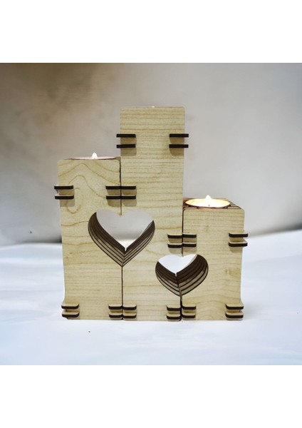 3’lü Ahşap Dekoratif Mumluk Seti, Şık ve Doğal Ev Dekorasyonu Için Ideal