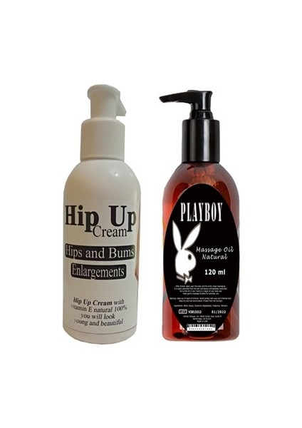 Hipup Hip Enlargement Cream Kalça Kaldırma , Vücut Kremi 120 Ml+Playboy Masaj Yağı 120 ml