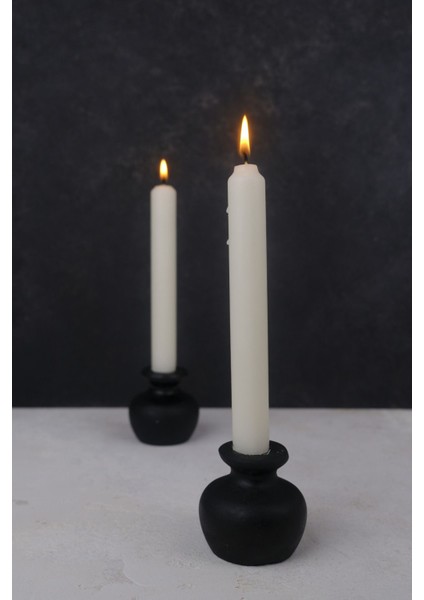 Şık 2'li Siyah Ahşap Nar Modeli Dekoratif Şamdan Seti fiyatları