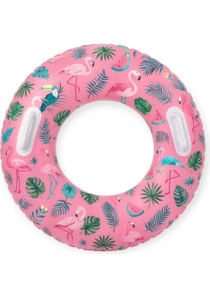 75 cm Flamingo Desenli Yüzme Simidi, Pembe, Eğlenceli ve Rahat Kullanım Için Ideal