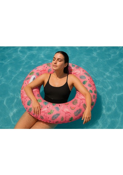 75 cm Flamingo Desenli Yüzme Simidi, Pembe, Eğlenceli ve Rahat Kullanım Için Ideal fiyatları