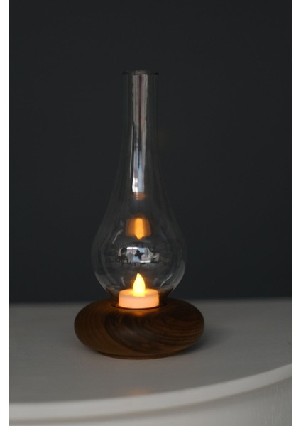 Şık Ceviz Ağacı Dekoratif Gaz Lambası ile Sıcak ve Doğal Atmosfer Yaratın