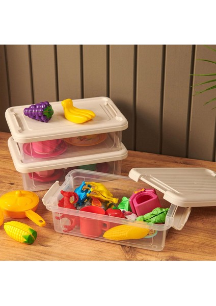 Şeffaf 3'lü 9 Lt Kilitli Saklama Kutusu Seti, Pratik ve Güvenli Saklama Çözümü