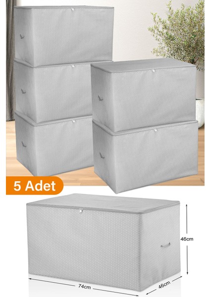 Büyük Boy Gri Benekli Hurç, 74X46X46 Cm, 5'li Set