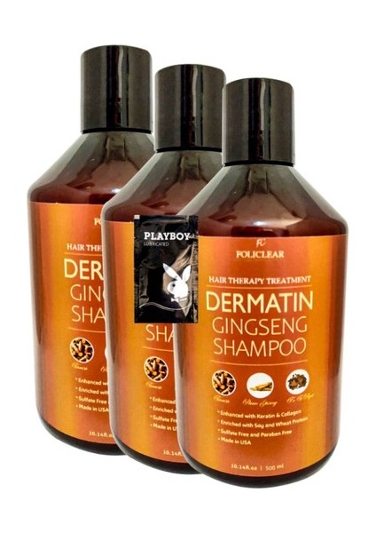 Dermatin Shampoo Ginsengli Özel Bakım Şampuanı 500 ml x 3 Adet + Jel