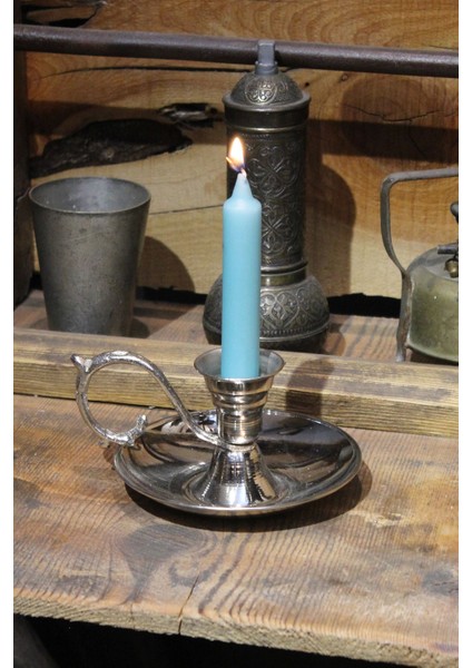 Bakır Elit Mumluk Şinanay El Şamdanı Kendinden Iğneli Mum Hediyeli