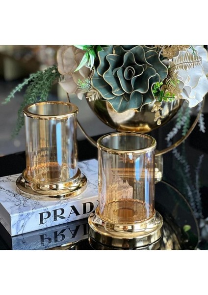 2'li Bronz Cam Fanus Mumluk Seti 17CM ve 18CM, Şık Dekoratif Aksesuar fiyatları