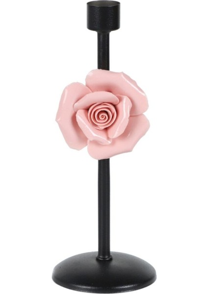 Şık Siyah Porselen Mumluk, Çiçek Detaylı, No:3