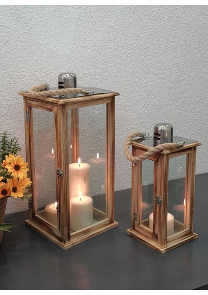 Ahşap ve Çelik Detaylı Ikili Mumluk Seti, Şık ve Doğal Dekoratif Aksesuar. modelleri