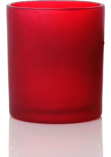 6'lı Kırmızı Buzlu Düz Cam Bardak ve Mumluk Seti, Şık ve Şeffaf Tasarım
