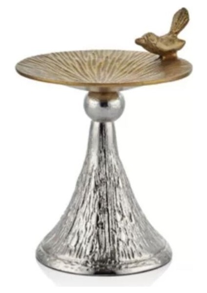 Gümüş Renkli Küçük Mumluk, 14X16X19 Cm, Şık ve Zarif Dekoratif Parça