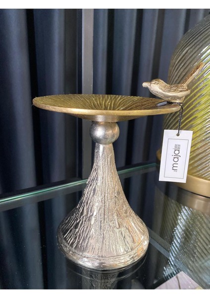 Gümüş Renkli Küçük Mumluk, 14X16X19 Cm, Şık ve Zarif Dekoratif Parça indirimleri