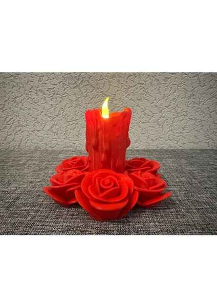 Kırmızı Güllü Tealight Şık ve Modern Dekorasyon Unsuru