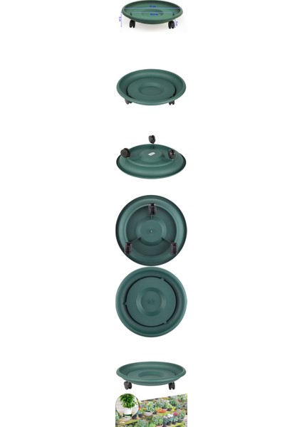 Turk Tekerlekli Saksı Altığı 4 Adet 37 cm Yeşil - ISL5148-8116