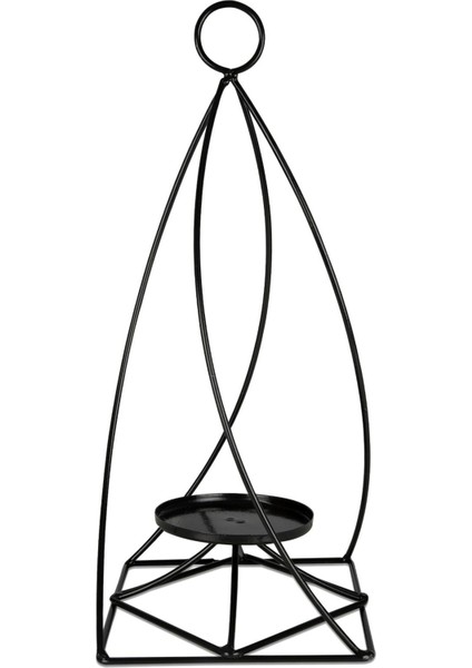 Şık Piramit Ferforje Mumluk, Metal Fener, Rustik Siyah Şamdan, Dekoratif Aydınlatma indirimleri