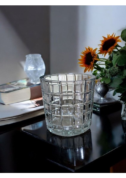 Şeffaf Kristal Cam Vazo ve Mumluk, Salon Masa Üstü Dekor, Zarif Tasarım