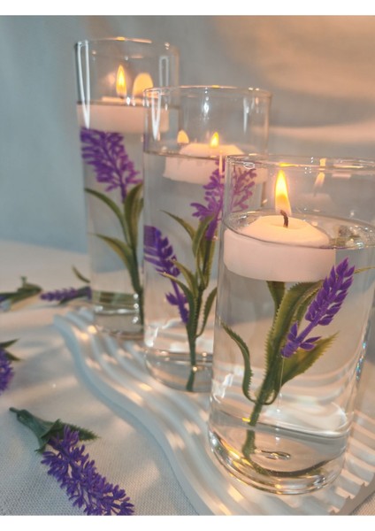 3'lü Suyla Yüzen Dekoratif Mumluk Seti, Hediye ve Süs Amaçlı