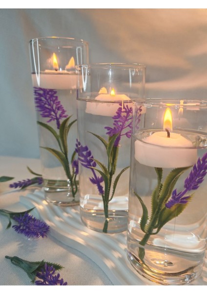 3'lü Suyla Yüzen Dekoratif Mumluk Seti, Hediye ve Süs Amaçlı modelleri