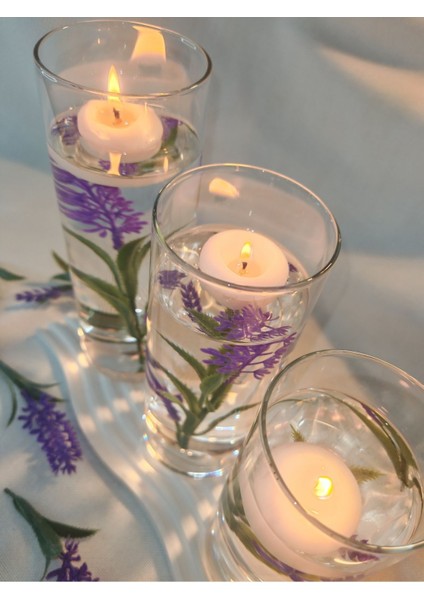 3'lü Suyla Yüzen Dekoratif Mumluk Seti, Hediye ve Süs Amaçlı