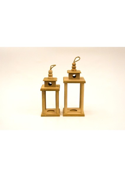 Küçük ve Büyük Boy Direkli Fener Takımı, Şamdan, Mumluk, Ahşap Hediye, Boyamaya Uygun