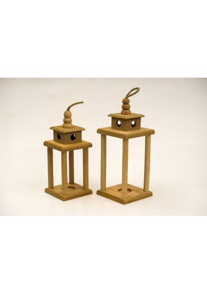 Küçük ve Büyük Boy Direkli Fener Takımı, Şamdan, Mumluk, Ahşap Hediye, Boyamaya Uygun