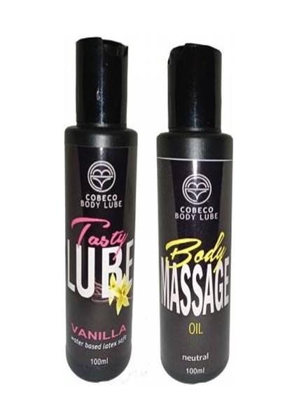 Vanilla Tasty Lube & Body Massage Oil Vanilya Aromalı 100 ml ve Vücut Masaj Yağı 100 ml Set
