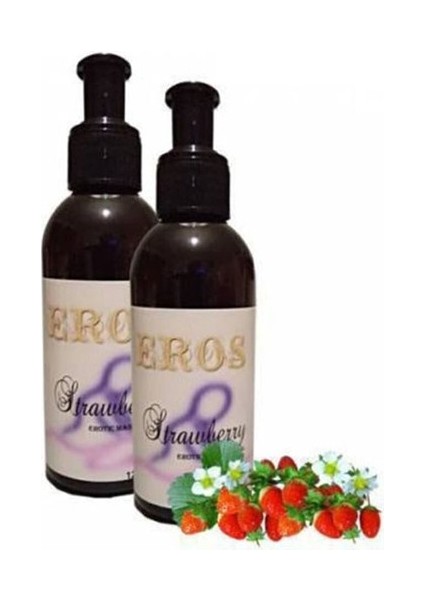 2 Adet 120 ml Çilek Aromalı Eros Erotik Masaj Yağı