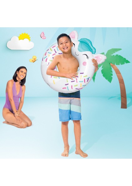 Sevimli Kedi Figürlü Çocuk Yüzme Simidi, 76 Cm, Güvenli ve Eğlenceli Kullanım fırsatları