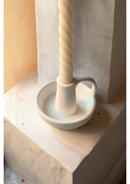 Şamdan Mumluk, Beton, Beyaz, Şık, Modern, Dekoratif, Kulplu, Zarif, Ev, Hobi, Huzur fiyatları