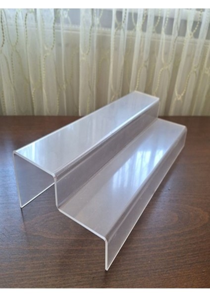 Seha Pleksi 2 Katlı Merdiven Stand Şeffaf ( 10 x 50 cm )