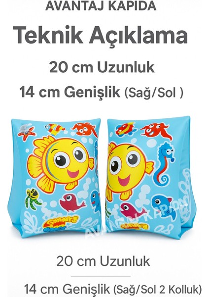 Çocukler Için Mercan Mavisi Şişme Kolluk, 3-7 Yaş, 25 Kg’a Kadar, Deniz Teması indirimleri