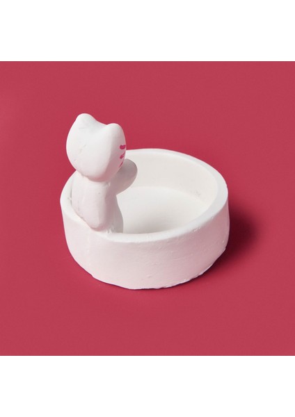 Beyaz 5 cm Kedi Figürlü Mumluk, Şık Dekorasyon Aksesuarı modelleri
