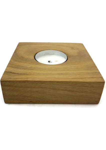 Şık 4'lü Kare Ahşap Mumluk Seti, Doğal ve Modern Dekorasyon Için Ideal fiyatları