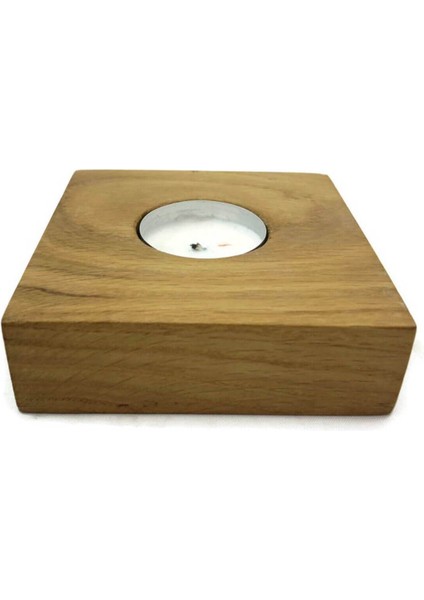 Şık 4'lü Kare Ahşap Mumluk Seti, Doğal ve Modern Dekorasyon Için Ideal modelleri