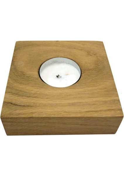 Şık 4'lü Kare Ahşap Mumluk Seti, Doğal ve Modern Dekorasyon Için Ideal fırsatları