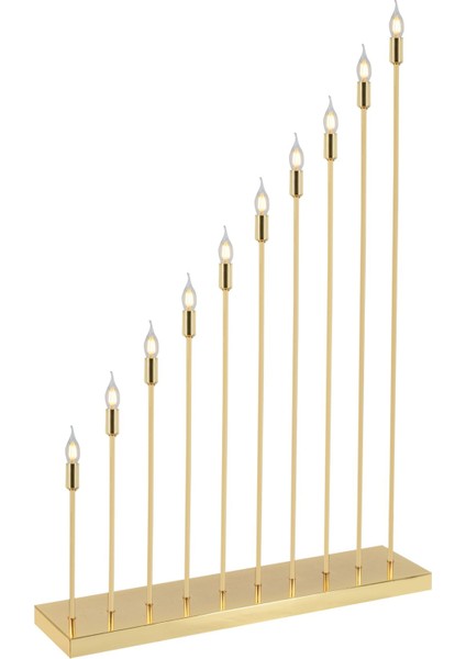 Sıralı 10'lu Altın Kaplama Elektrikli Mızrak Şamdan, Şıklık ve Zarafet Için Ideal Seçenek