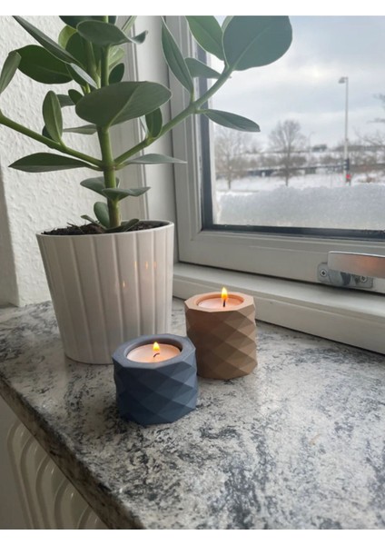 2'li Çok Renkli Mumluk Seti - Eşkenar Dikdörtgen Şekilde Tealight Süsleyici indirimleri