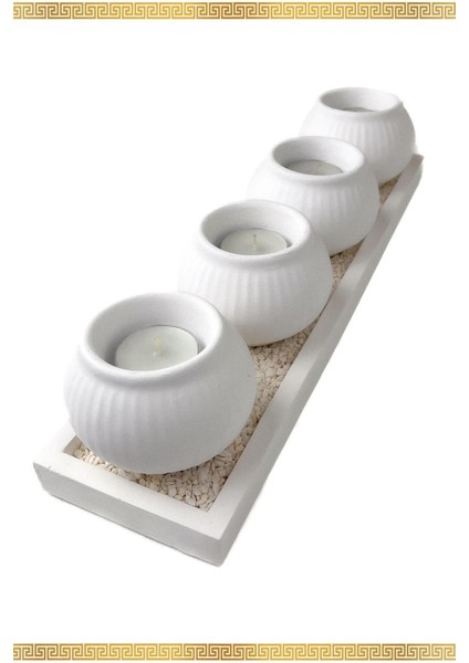 Inci Beyazı 4'lü Dekoratif Mumluk Seti, Şık ve Zarif Ev Dekorasyonu Için Ideal.