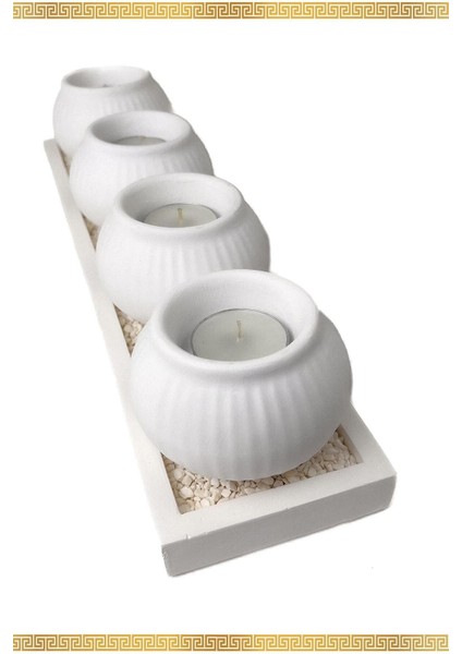 Inci Beyazı 4'lü Dekoratif Mumluk Seti, Şık ve Zarif Ev Dekorasyonu Için Ideal. modelleri