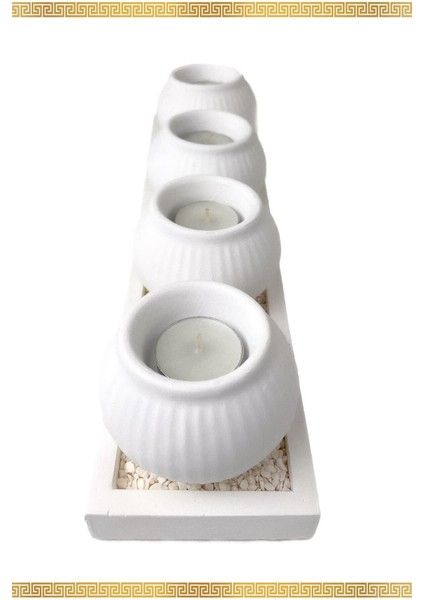 Inci Beyazı 4'lü Dekoratif Mumluk Seti, Şık ve Zarif Ev Dekorasyonu Için Ideal. fırsatları